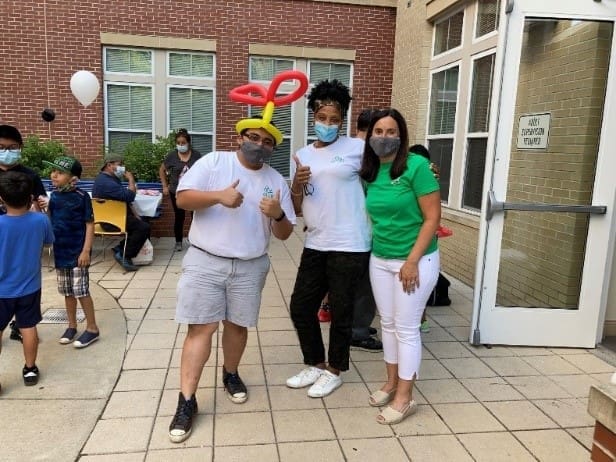 Families at the block party