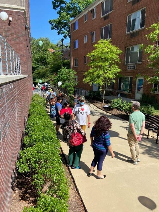 Community members in line at the vaccine clinic at Columbia Hills